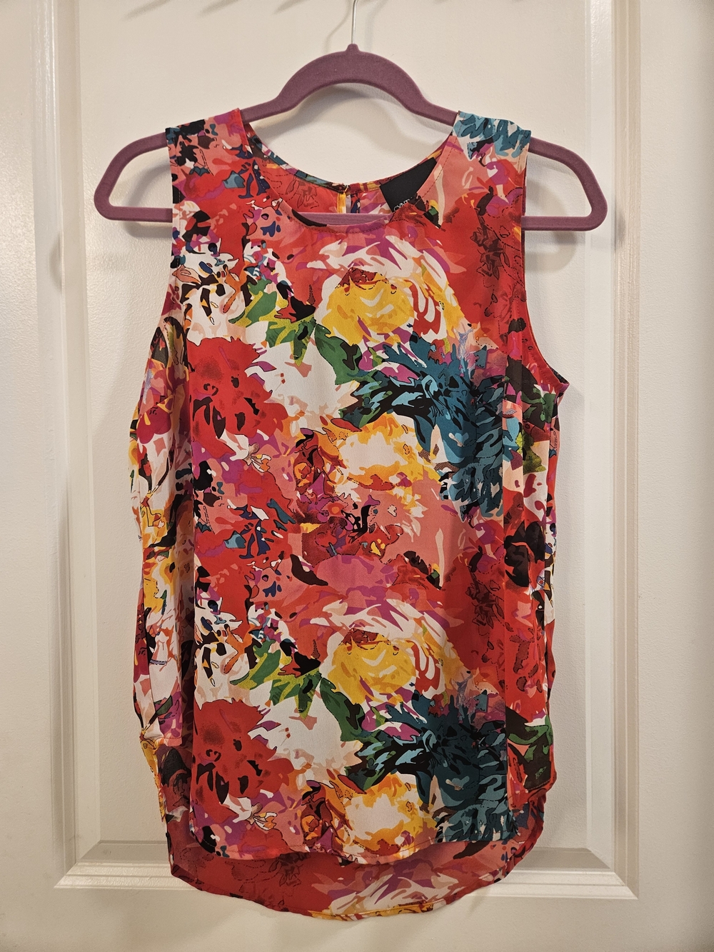 Cynthia Rowley Sleeveless Floral Print Hi-lo Blouse